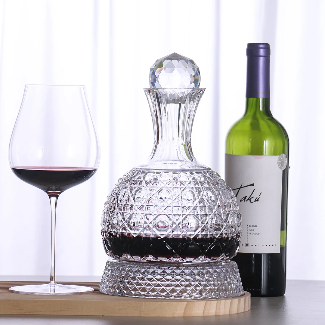 Lead-Free Crystal Glass Wine Decanters With Stopper Rotating Decanter Wine 1000ml 1500ml Red Wine Decanter