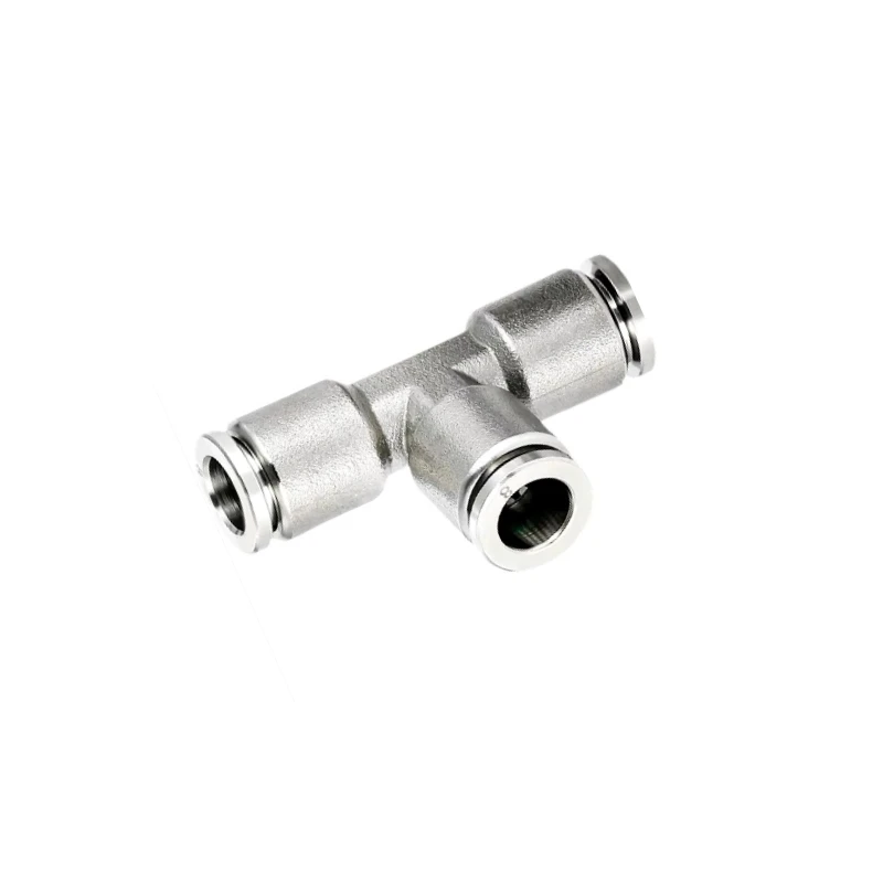 Stainless steel PE pneumatic quick connector T-shaped tracheal hose PU pipe plug-in three-way pneumatic accessory