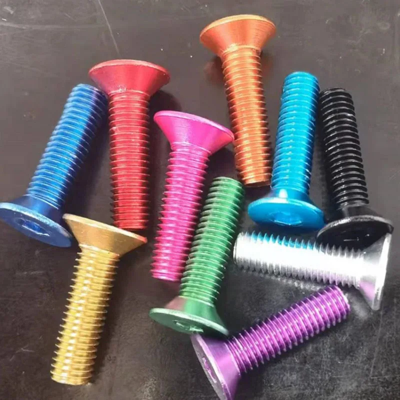 M4 M5 M6 M7 Flat Head Colorful Aluminum Screw Aluminum Hex Socket Countersunk Head Screw