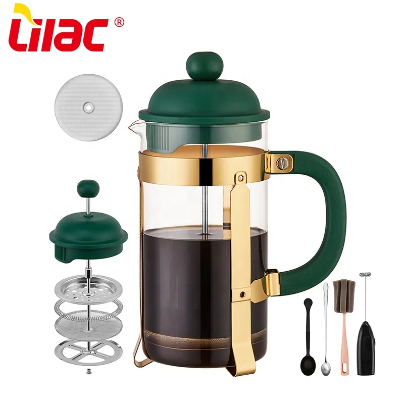 Lilac BSCI SGS LFGB продажа 5 шт. оптовая 1000 мл стеклянный кофейник набор для французского пресса