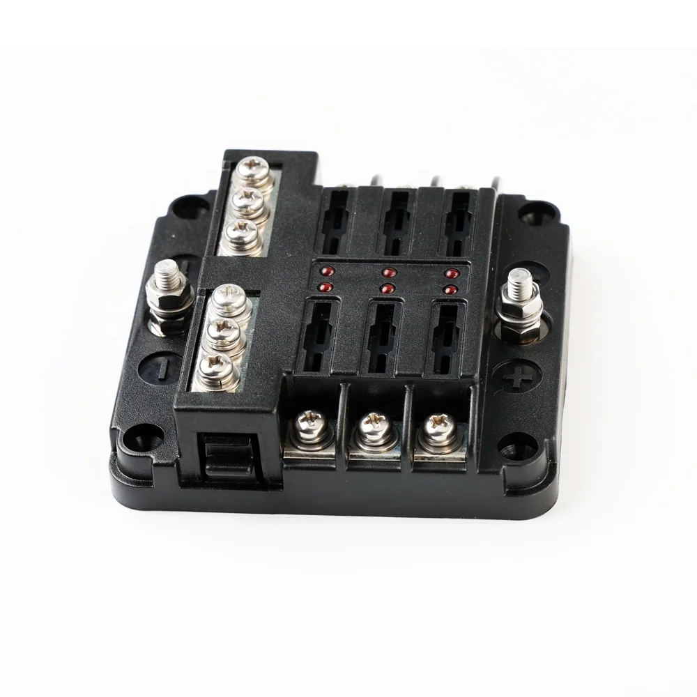 6 Circuits Red LED Indicates M4 Threaded Studs Bus Bar With Cover And Negative Bus