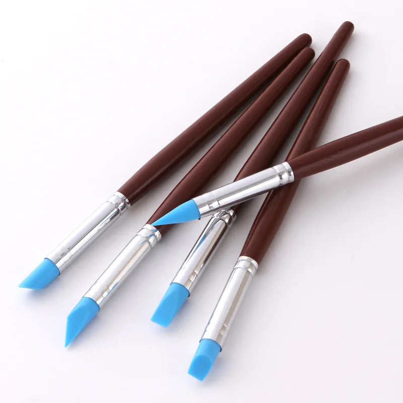 5 pcs/set Silicone Rubber Clay Shapers Sculpting Polymer Modelling Pottery Clay Tool Engraving Rubber Craft Pen Brushes