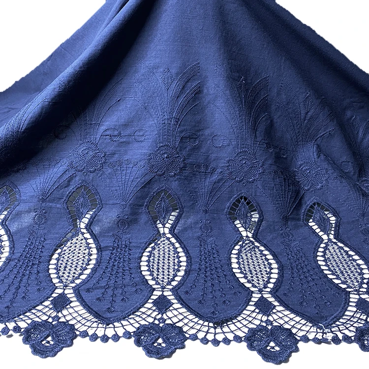 Harvest 100% cotton voile base guipure floral border patterned shaped embroidery fabric for apparel