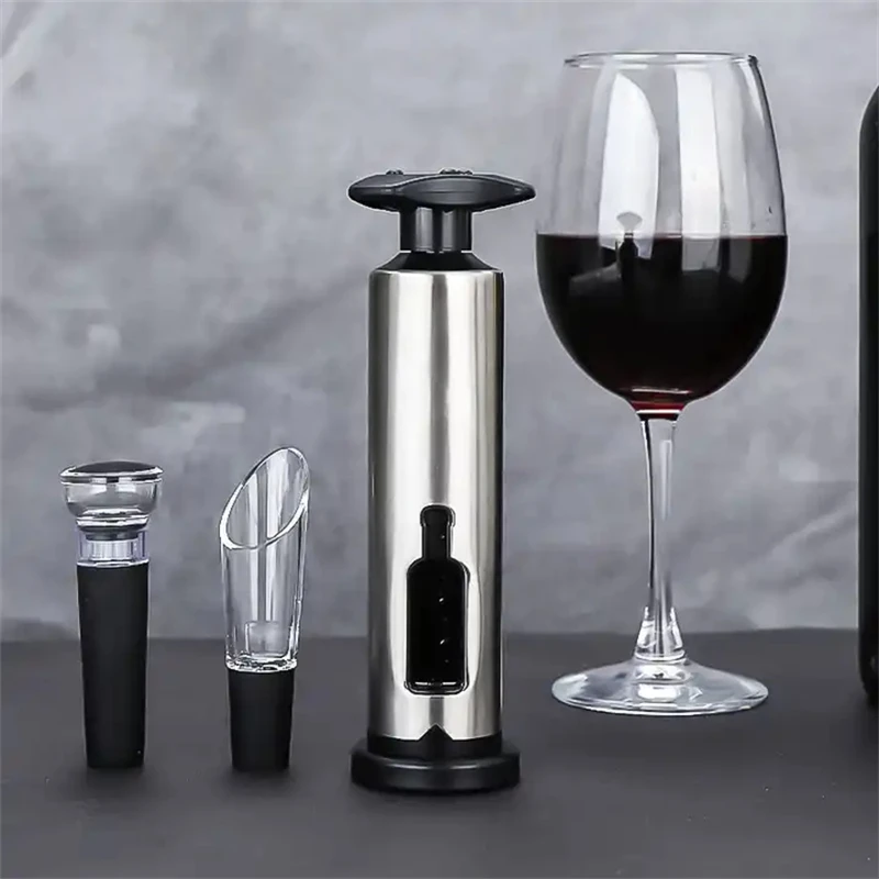 Professional Manual Corkscrew Red Wine Bottle Opener Set with Foil Cutter Vacuum Stopper and Wine Pourer