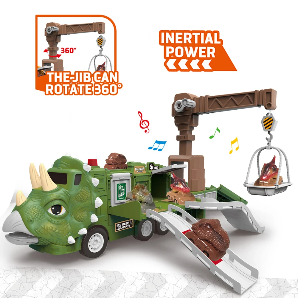 JinYing Window Box 360 Degree Dinosaur Great Toys Race Car Adventure Track Toy with Light and Music