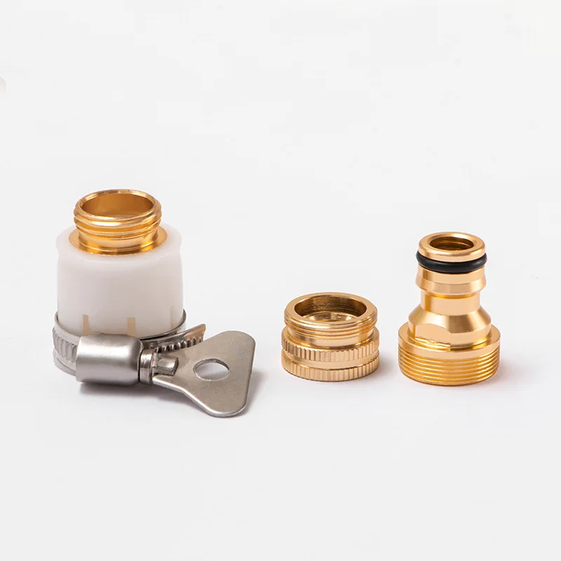 15mm-23mm 3 in 1 Universal Tap Connector Kitchen Garden Hose Connector Metal Faucet Mix Hose Connector Tap Adapter