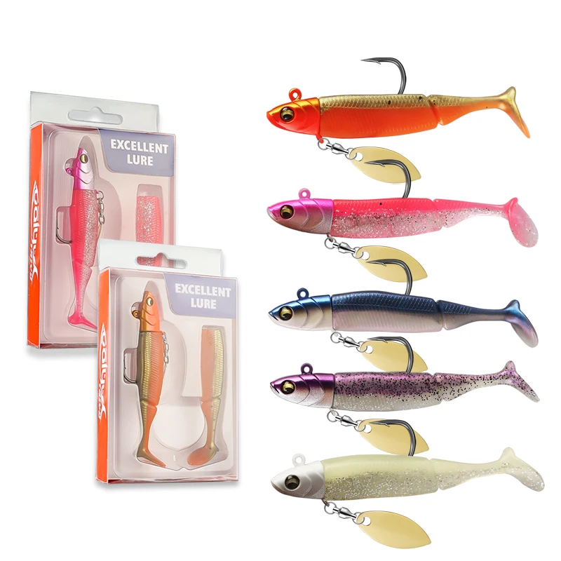Palmer 20g one head two tails/set swim bait fishing lures soft plastic fishing bait lure vivid swim crappie fishing jig heads