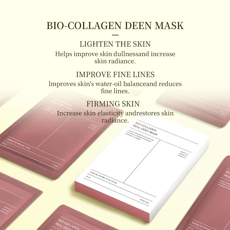 OEM Hot Sell 4pcs/box Real Deep moisturizing overnight  Bio Collagen facial mask to reduce pores for woman skincare products