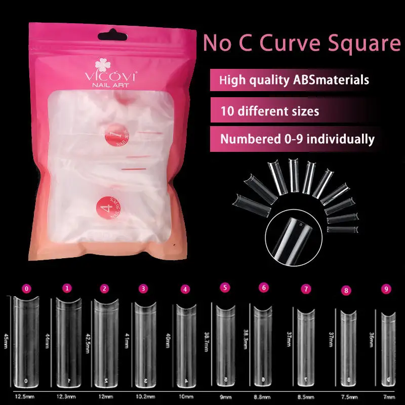 2024 VICOVI Brand New Semi-Stick XXL Ultra-Thin Transparent No Water Tube Shape Wearing Nail Factory Direct Sales