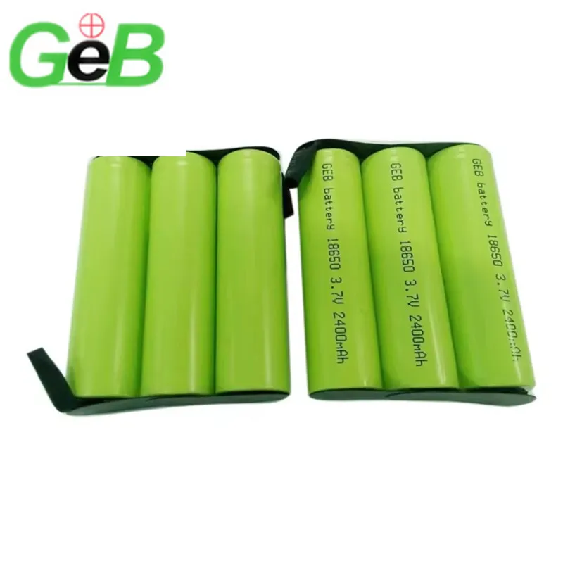 GEB 18650 4000mAh 6000mAh 7200mAh 10050mAh 3.7v 10A 1S3P Rechargeable Lithium 18650 Cell with PCM and Solder Tab Li-ion battery