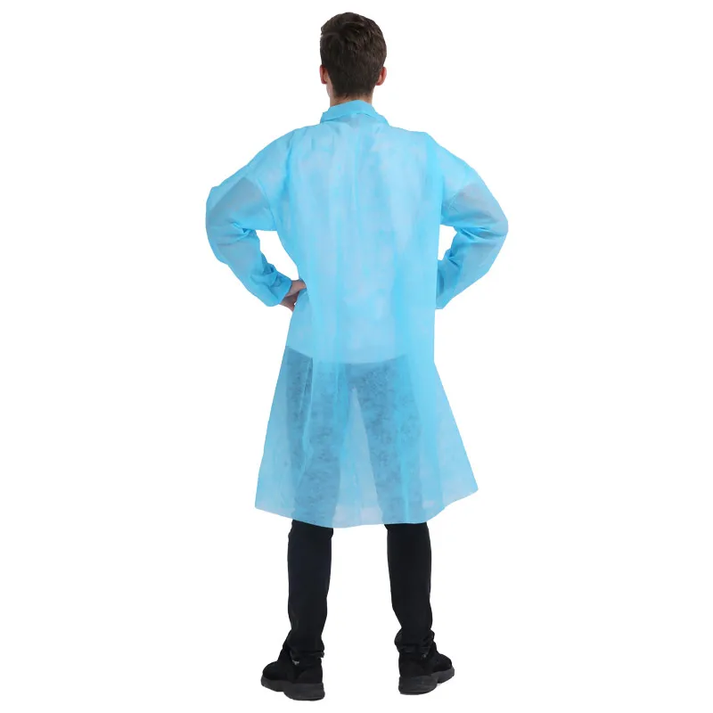 Cheap wholesale blue high quality polypropylene disposable lab coats