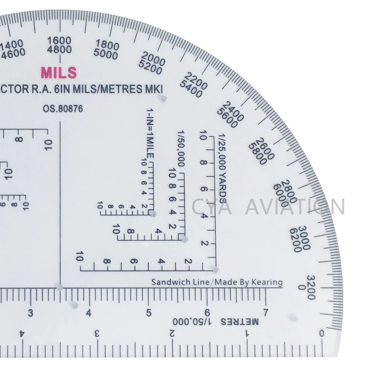 NATO approved Semi circle Protractor 6' dia for military soldiers map reading