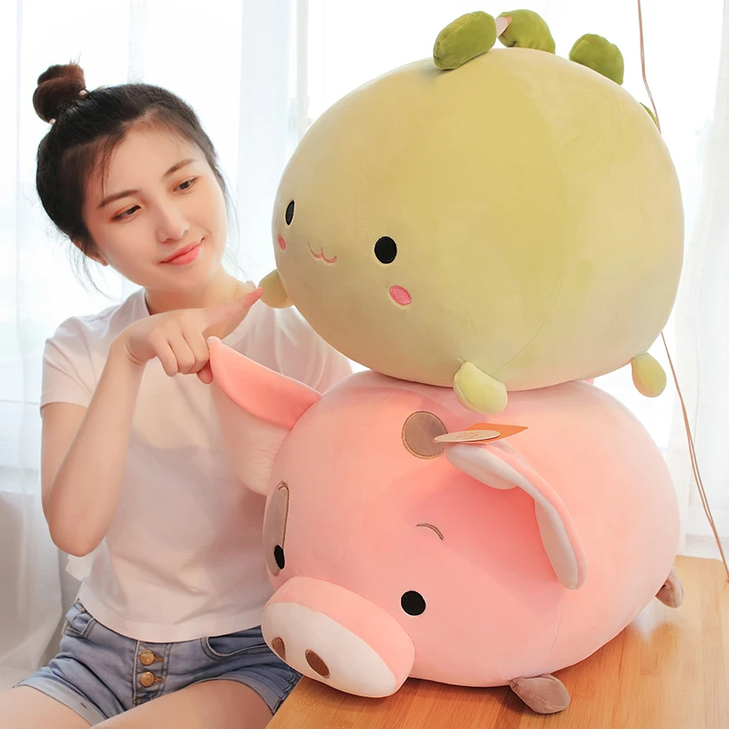 cute round ball pillow doll animal stuffed toy pig doll elephant dinosaur soft plush toys