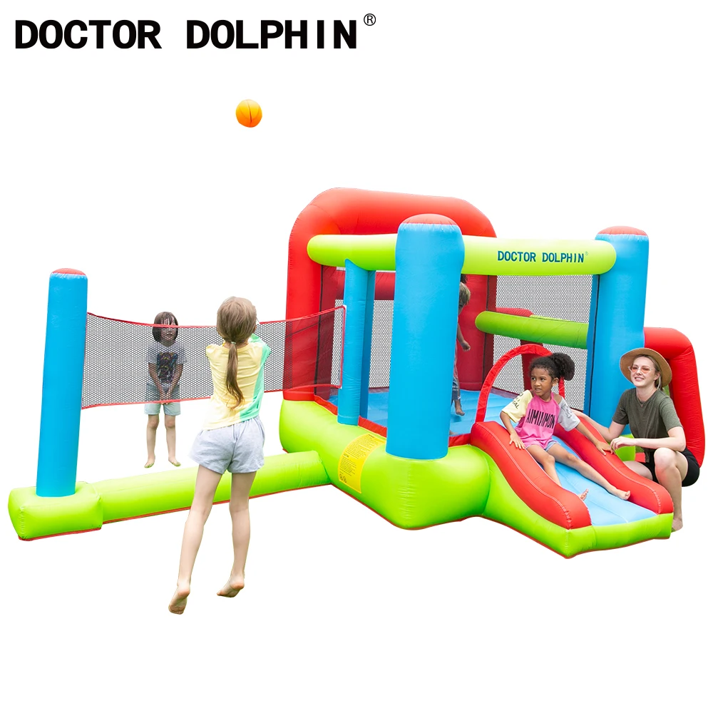 Надувной воздушный замок Doctor Dolphin с голубым мультяшным рисунком для