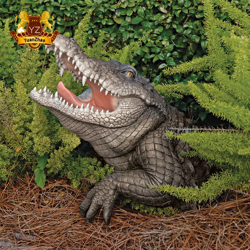 fiberglass Alligator figurine life size crocodile statue hand made resin wild animal sculpture