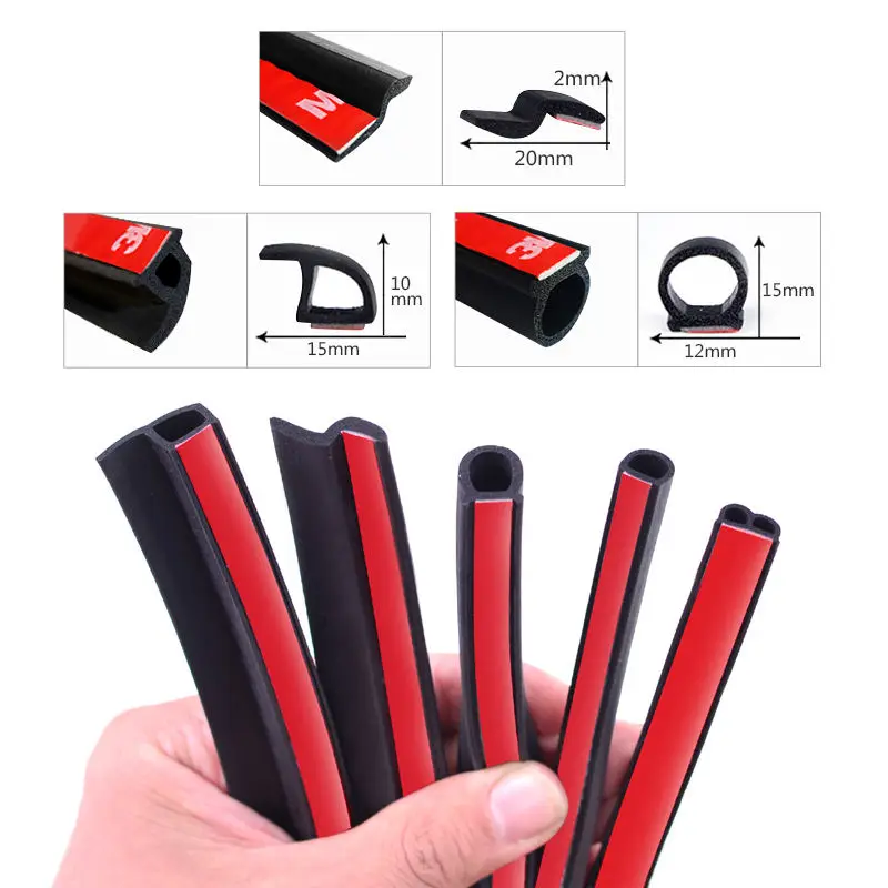 Car sealing strip B-type L-type car door frame thickened soundproof and dustproof strip hood trunk modification strip