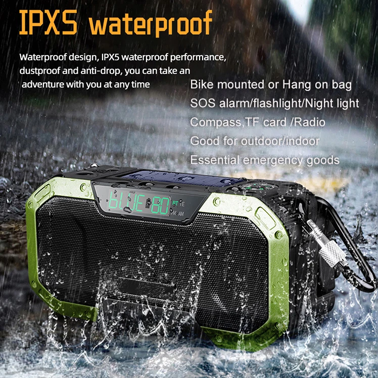 DF580 High Quality DAB NOAA Radio Multi Speaker with SOS Compass Power Bank Flashlight AM FM Radio BT Speaker