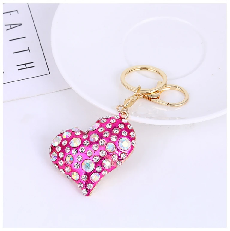 Factory Price Heart Love Keychain OEM Order Factory Diamond Customize Metal Key Ring Car Bag Phone Accessories Gift Key Chain