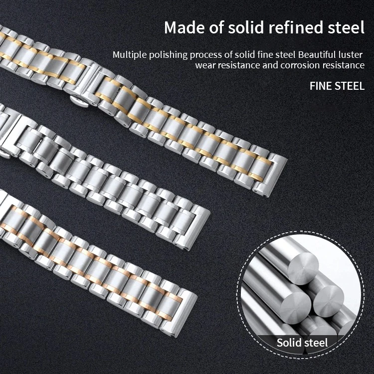 Metal Bracelet band for Huawei GT GT2 Amazfit GTR for Samsung Galaxy 3 4 5 Gear S3 Classic 18mm 20 22 24mm Stainless Steel Strap