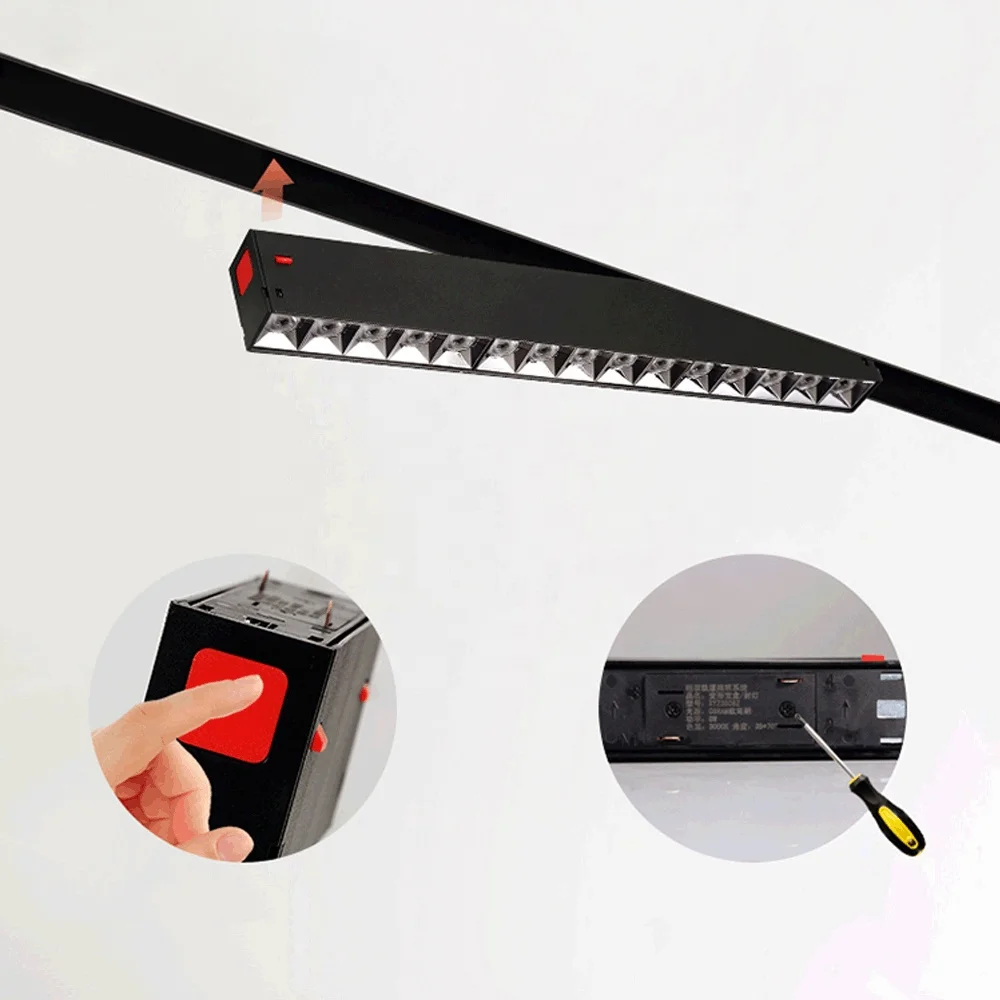 New 2024 220V Magnetic Rail Led Lighting Dimmer Magnetic Linear Track Light for Commercial Lighting
