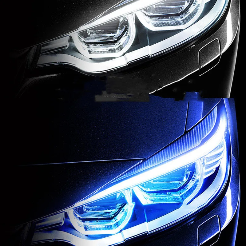 Automobile LED light guide strip ultra thin daytime running light two-color running water strip turn to tear eye lamp headlamp