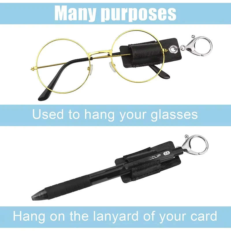 High Quality PU leather Business Staff Keychain Fashion Pencil Pen Holder Stationery Pen Pouch With Metal Keychain