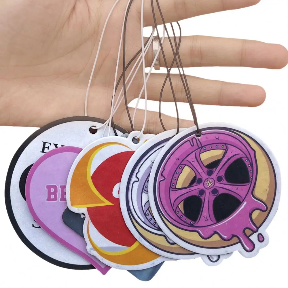 Super strong long lasting scent custom design anime paper car air freshener Different smells custom air freshener car with logo