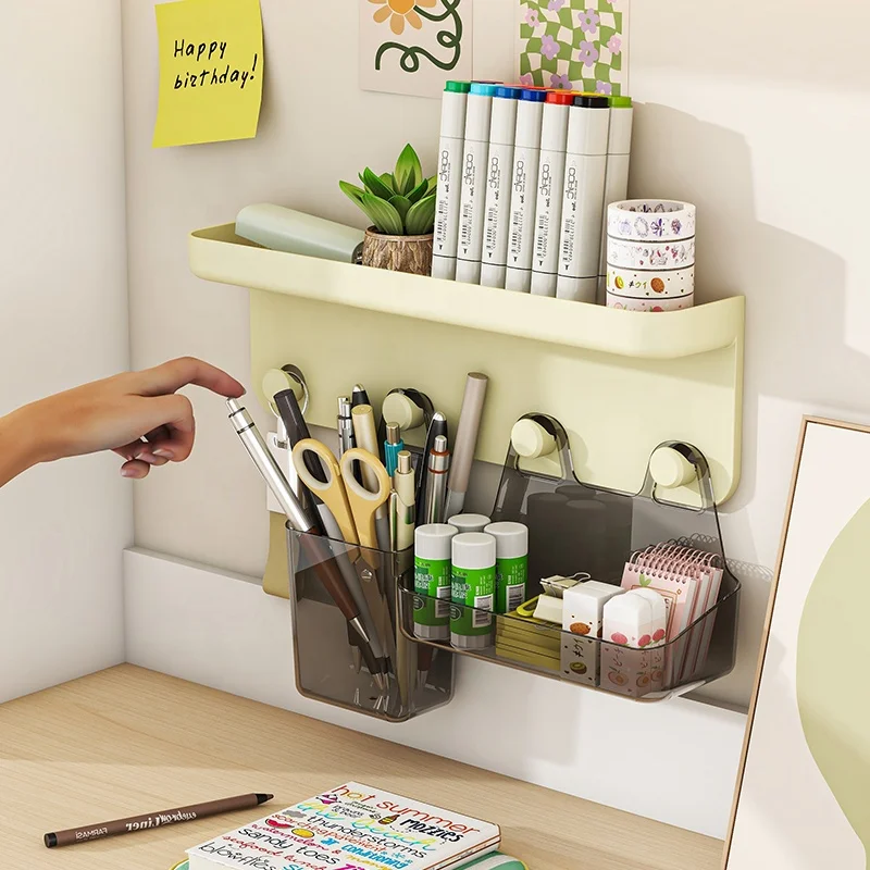 Modern Design Wholesale Plastic Adhesive Wall Hanger Rack Hole-Free Hanging Storage Shelf Home Use Kitchen Bathroom Living Room