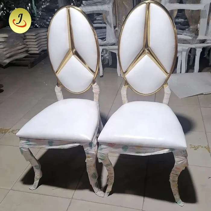 Золотая Нержавеющая Сталь белая кожа мерседес Benz стул гостиничная мебель для свадебного банкета