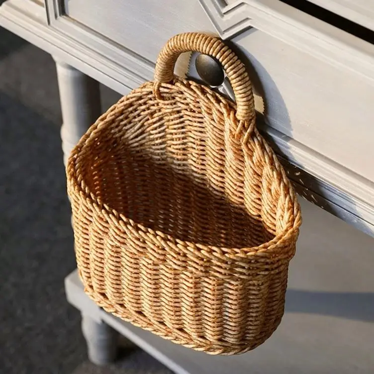 Hanging Flower Pots For Outside Artificial Fall Baskets Japanese Rattan Wall Decoration Raffia Grass Woven
