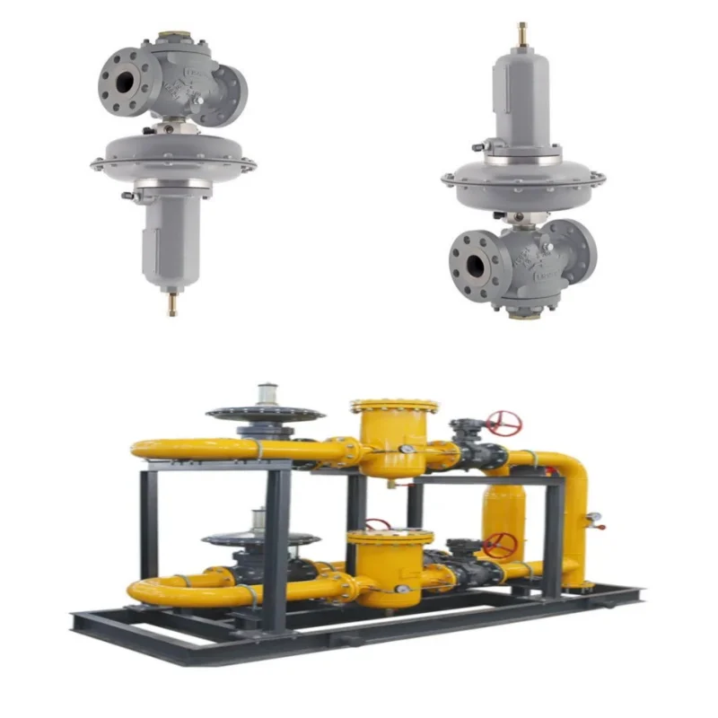 Natural Gas Valve Skid Emerson Fisher Reducing Valve  MR105 Pressure Regulator  WIKA Pressure Gauge