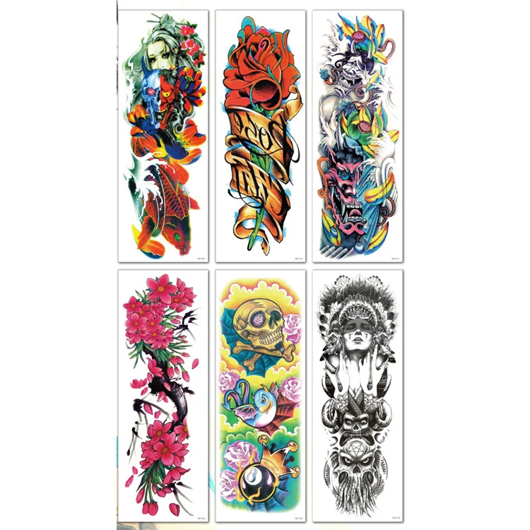 Free Quality Temporary Fake Skin Tattoo Sticker Washable Critica temporary Tattoo Arm Rest Tato Lengan Tangan Full For Man