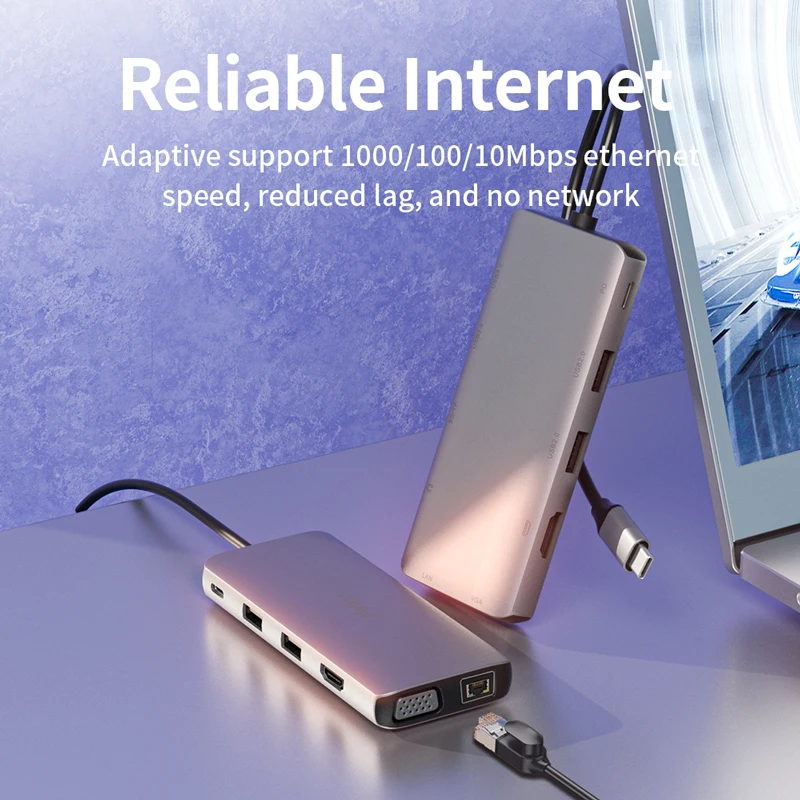 Netac Docking Station Laptop Type C 3.0 USB Hub 11 in 1 Multi-interface adapter extension dock Type C Data Por Charging OEM ssd