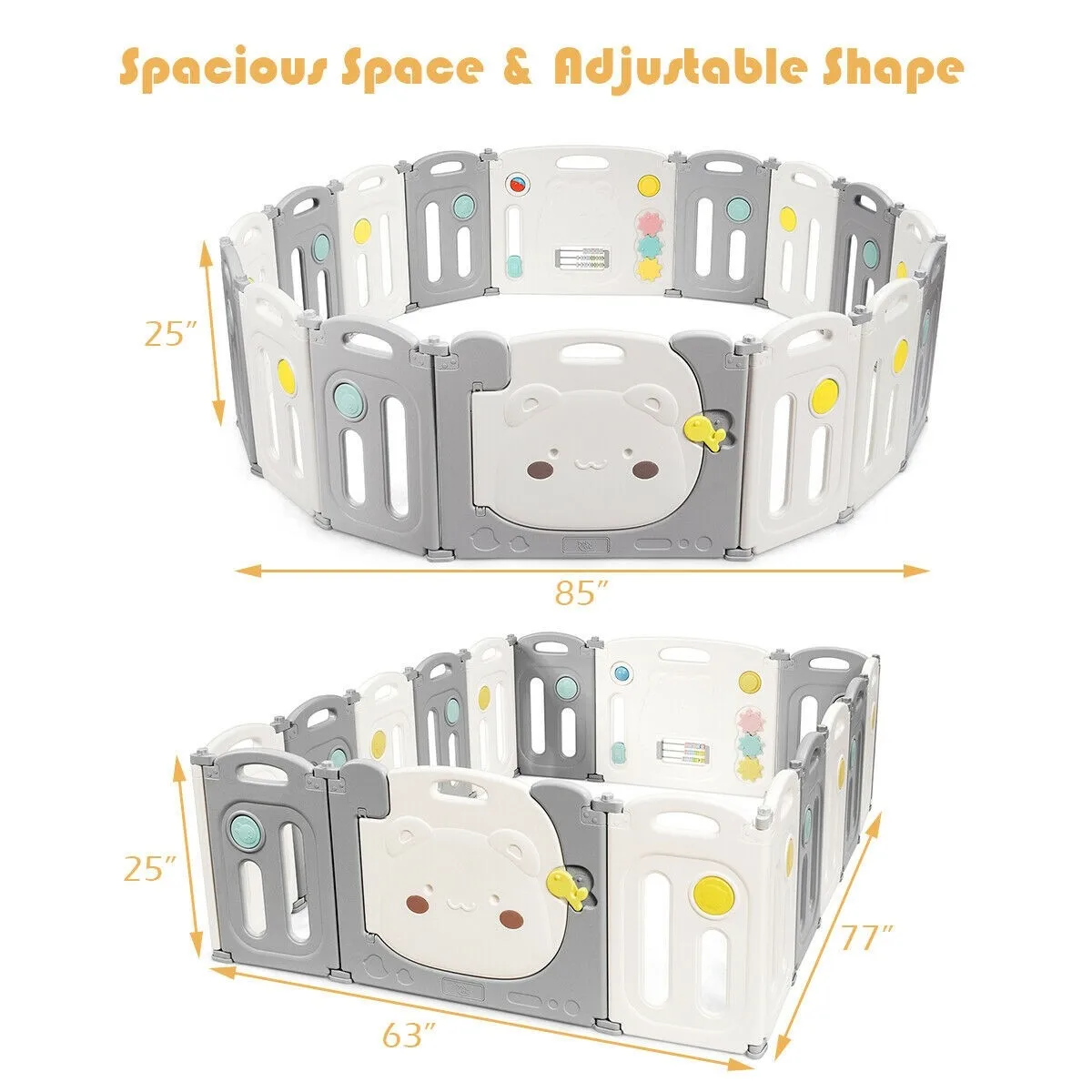 ABST Indoor Baby Furniture Playpen Folding Kids Plastic Play Pen for Home Children Play Area Portable Play Yard Baby Superyard