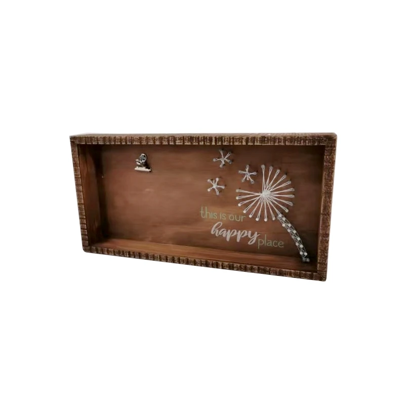 Craft Wall Frame Diy 3d Nail Kit Rustic Wood String Art Customized Logo Love Europe Square Decorate Wooden Decor Engraving AL311