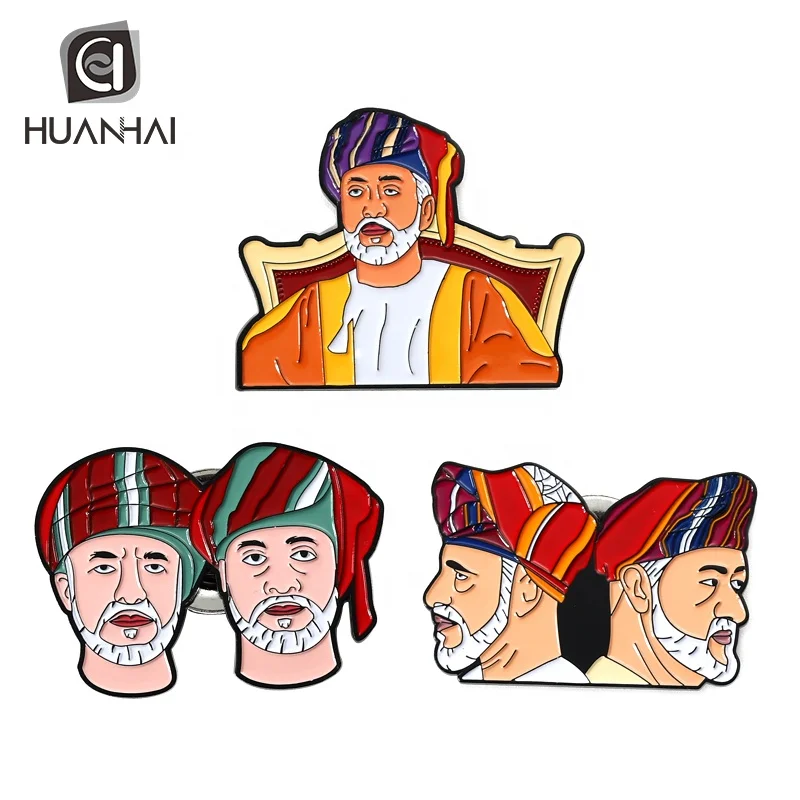 customized similar design black nickel metal soft enamel logo oman national day lapel pin badge