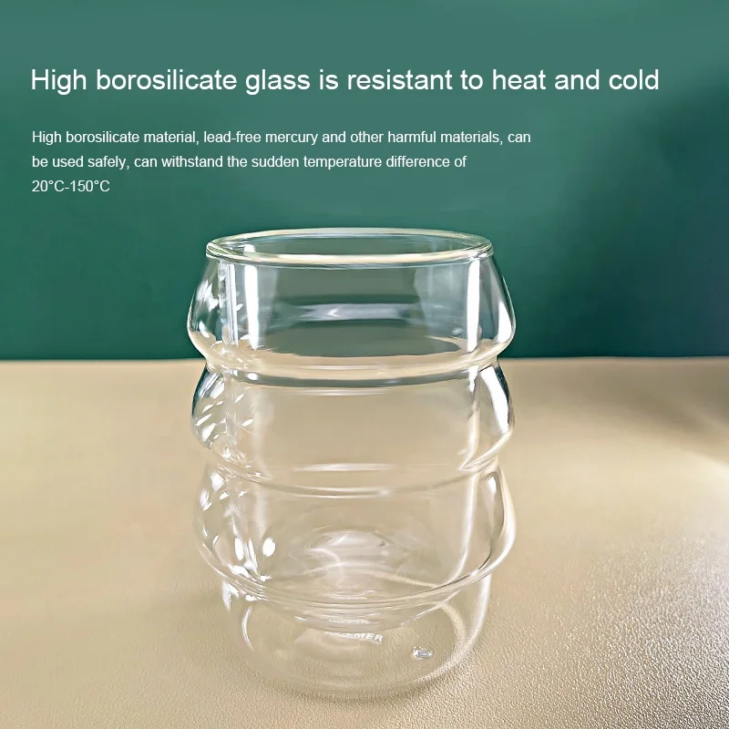 Creative high borosilicate cloud double-layer 250ml glass cup transparent flower tea milk wave water glasses