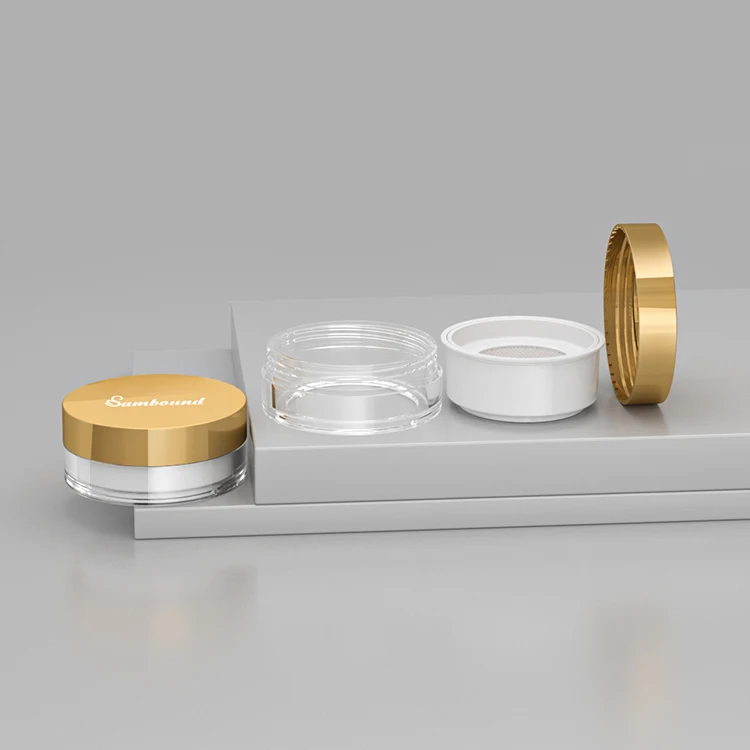 Custom plastic empty cosmetic loose glitter containers for loose powder with puff 20ml