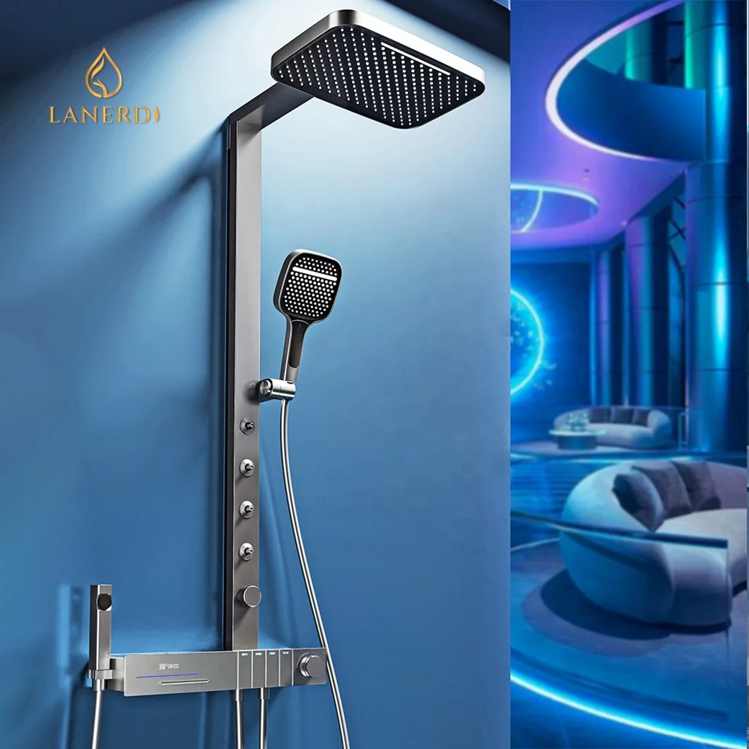 Massage Thermostatic Rainfall Shower System with Body Jet Bath shower faucet Douche Ducha