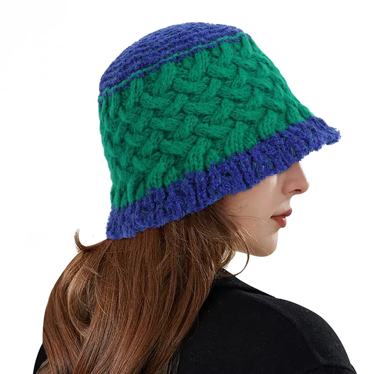 Fashional Design Round Brim Crochet Knit Floral Winter Fisherman Hat Custom Crochet Bucket Hat