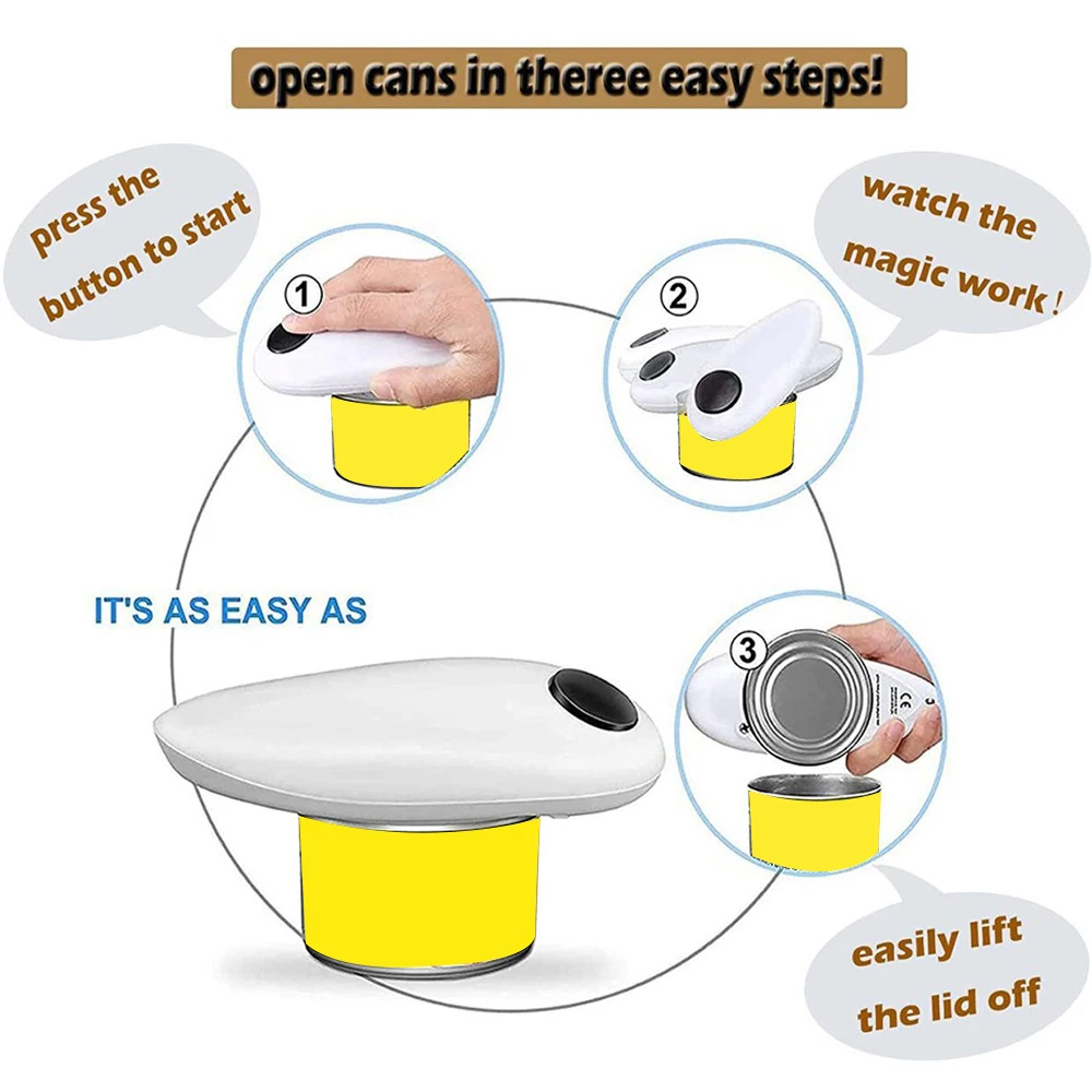 One touch safety can opener smooth edge automatic handheld jar opener gripper electric can opener