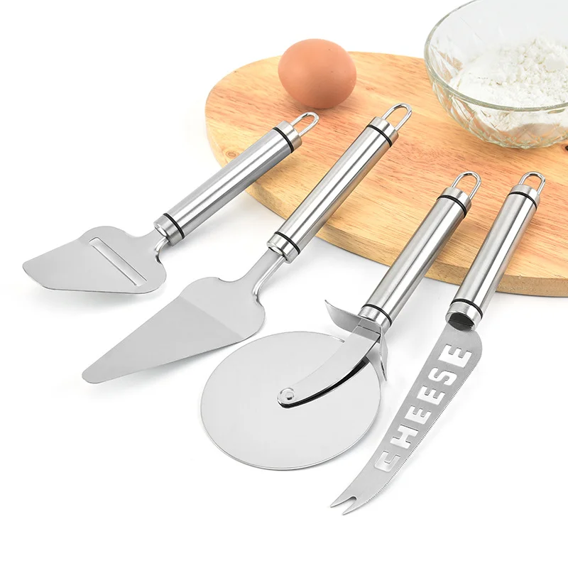 Tilanda Stainless steel Cheese knife slicer Pizza peel server tools 4pcs Kitchen gadgets utensils set