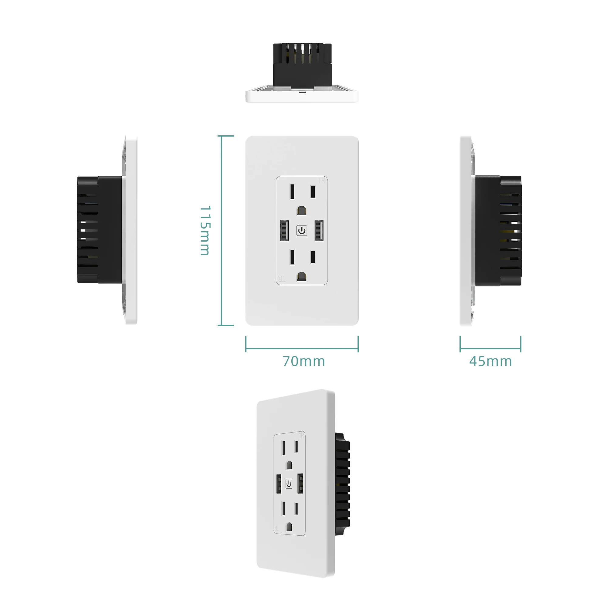 Hitenso Smart wifi outlets with 2 USB ports 15A wall charger sockets electric plug for home kitchen Alexa and google