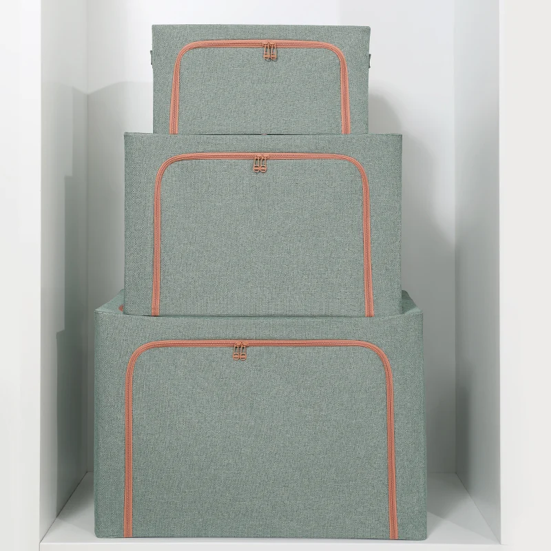 Cloth Steel Frame Folding Storage Box For Clothes Foldable Stackable Storage Box With Household