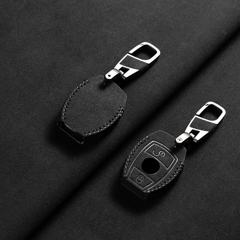 Leather Car Key Case For Mercedes Benz A B C E S G Class GLC CLE CLA GLB GLS W177 W205 W213 W222 X167 AMG Fob Suede Accessories