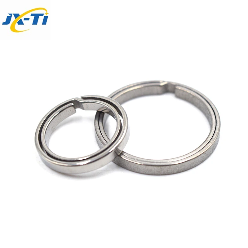 JXT Titanium Keyring Side-Pushing Designed Key Chain Key Rings Holder Titanium Rounded Split Rings