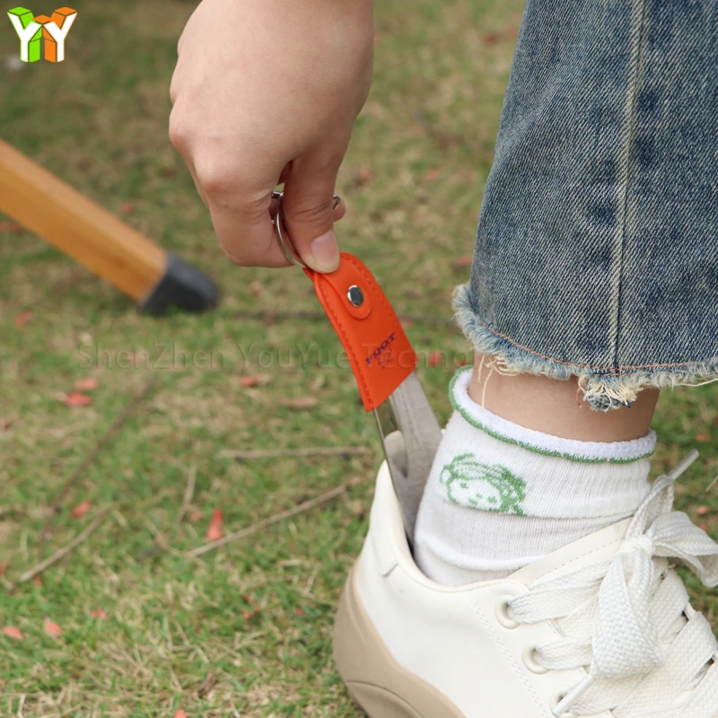 Ready Stock Leather Shoe Lifter Shoehorn Pocket Shoehorn Shoe Horn for Kids Men Women with key ring for outside Travel