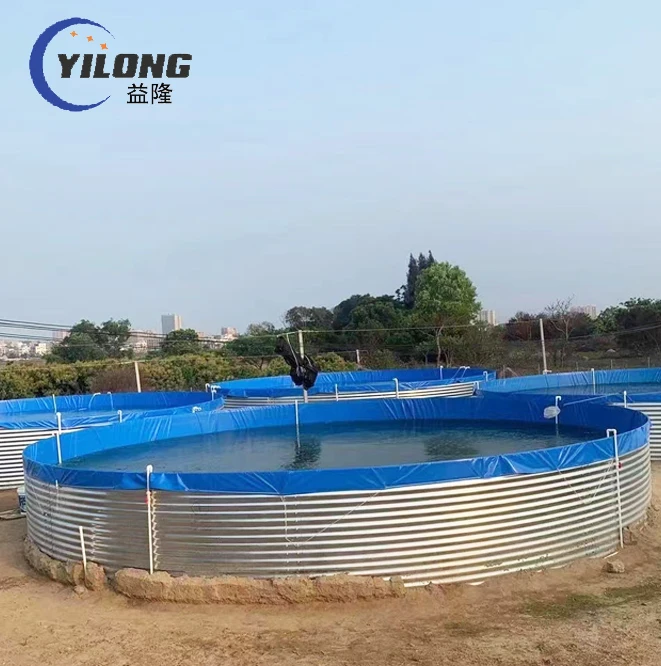 custom galvanized sheet fish shrimp farm tank for biofloc tarpaulin pond  for fish farming