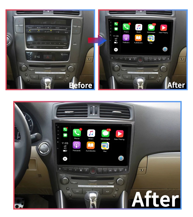 Android Car Radio Car GPS Navigation Multimedia DVD Player Stereo In Dash Head Units For Lexus is200 250 300 2006-2011