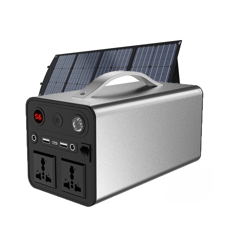 Hot Sell 300W Pure Sine Wave Portable Power Station Lithium Battery Solar Generator with Solar Panel